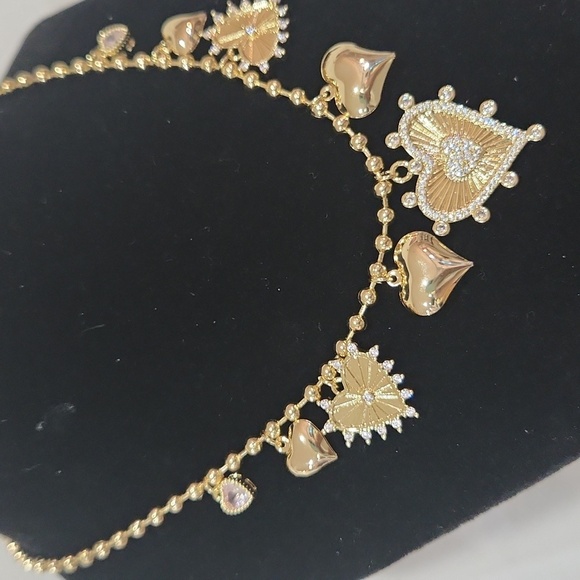 💛🔹️Gemelli 🔹️golden tone Rhinestone Heart charm Necklace 💛 - Picture 4 of 5